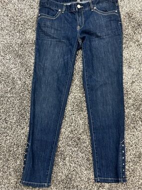 Dark Blue Skinny Jeans with Stud Trim